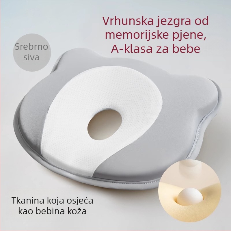 Jastuk za oblikovanje glave za bebe od memorijske pjene, korekcija oblika glave novorođenčadi — oblik medvjedića ili brazda