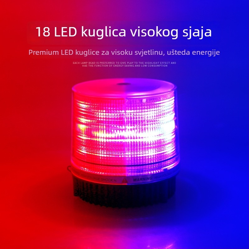 Auto LED upozoravajuće svjetlo s daljinskim upravljanjem, 12–24V, magnetska osnova, način treperenja