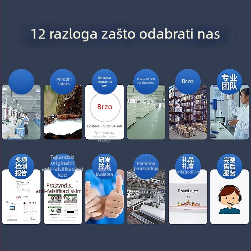 Royal Knight prirodniLatex jastuk, sadržaj lateksa 90%+, pravokutni oblik, težina 1,5–2 kg, pletena tkanina
