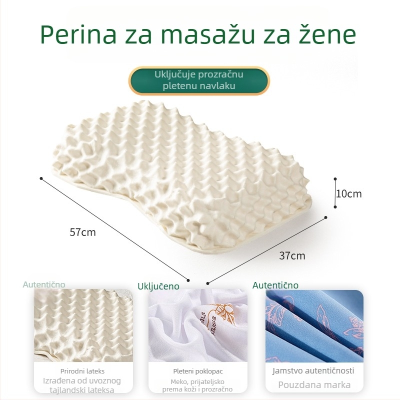 Royal Knight prirodniLatex jastuk, sadržaj lateksa 90%+, pravokutni oblik, težina 1,5–2 kg, pletena tkanina