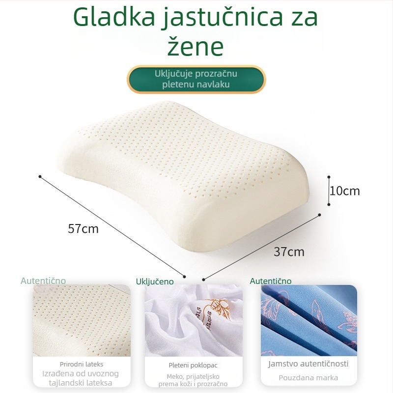 Royal Knight prirodniLatex jastuk, sadržaj lateksa 90%+, pravokutni oblik, težina 1,5–2 kg, pletena tkanina