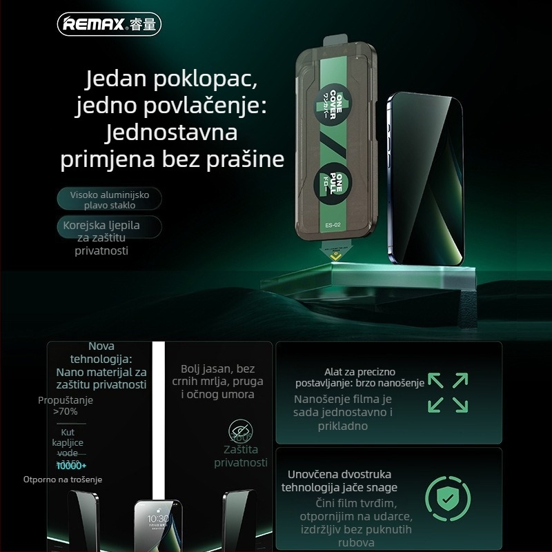 Remax stakleni zaštitnik zaslona, prednji, Es-01/Es-02, HD jasnoća, za iPhone