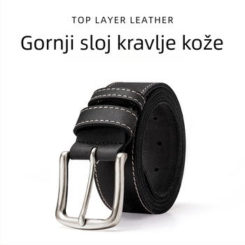 Muški kožni pojas od prve sloje teleće kože, kopča od legiranog metala sa šiljkom, rastlinska obradba