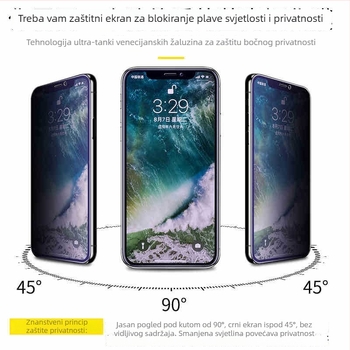 Prednji zaštitni film od kaljenog stakla za iPhone 14 Pro Max – Anti-Spy, Anti-Blue Light, Puno pokriće zaslona