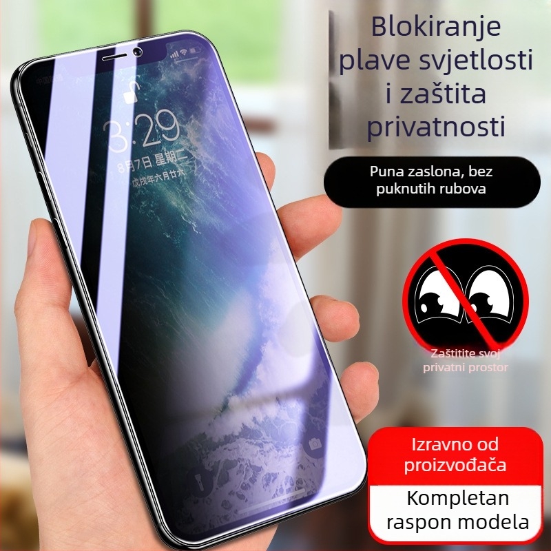 Prednji zaštitni film od kaljenog stakla za iPhone 14 Pro Max – Anti-Spy, Anti-Blue Light, Puno pokriće zaslona