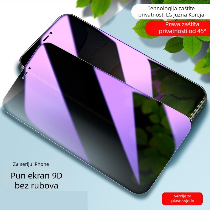 Prednji zaštitni film od kaljenog stakla za iPhone 14 Pro Max – Anti-Spy, Anti-Blue Light, Puno pokriće zaslona