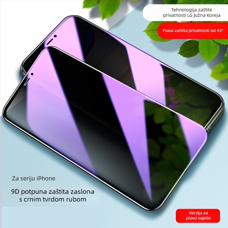 Prednji zaštitni film od kaljenog stakla za iPhone 14 Pro Max – Anti-Spy, Anti-Blue Light, Puno pokriće zaslona