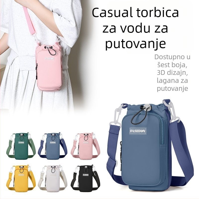 Najlon torbica za bocu s vertikalnim kvadratnim oblikom, zatvaračem, unutarnjom ID pretinicom i poliester podstavom