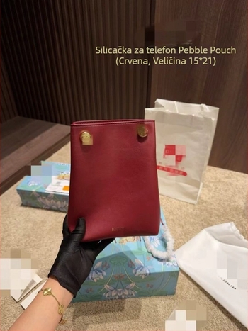 Torba za mobitel od prave kože s zatvaranjem na povlačenje, uspravni kvadratni oblik, flanelna podstava