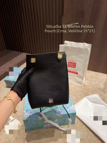 Torba za mobitel od prave kože s zatvaranjem na povlačenje, uspravni kvadratni oblik, flanelna podstava