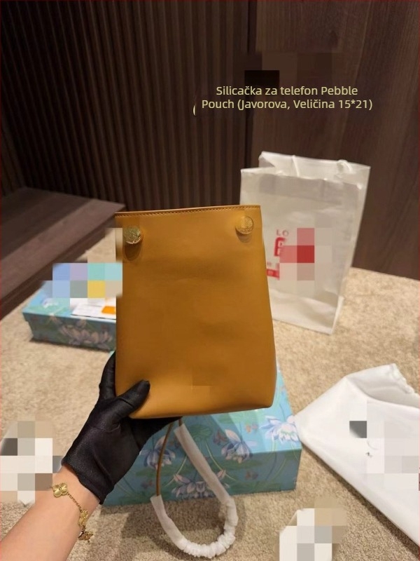 Torba za mobitel od prave kože s zatvaranjem na povlačenje, uspravni kvadratni oblik, flanelna podstava