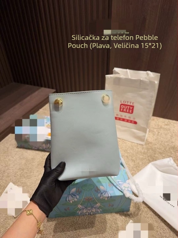 Torba za mobitel od prave kože s zatvaranjem na povlačenje, uspravni kvadratni oblik, flanelna podstava