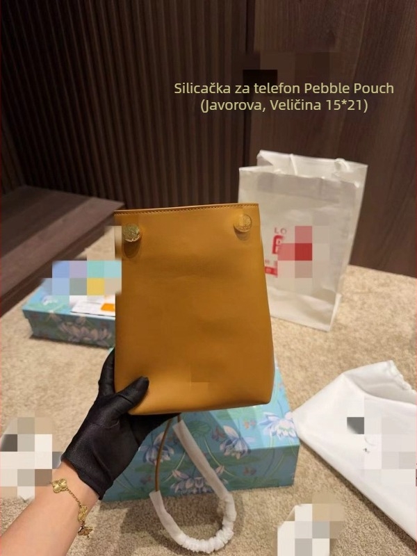 Torba za mobitel od prave kože s zatvaranjem na povlačenje, uspravni kvadratni oblik, flanelna podstava