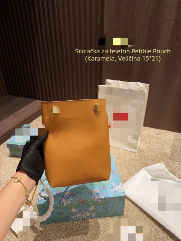 Torba za mobitel od prave kože s zatvaranjem na povlačenje, uspravni kvadratni oblik, flanelna podstava