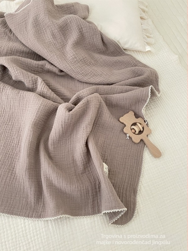Dječja deka, dvostruko pamučna seersucker deka, jednofarbni uzorak, sigurnosna razina A, za bebe i malu djecu.