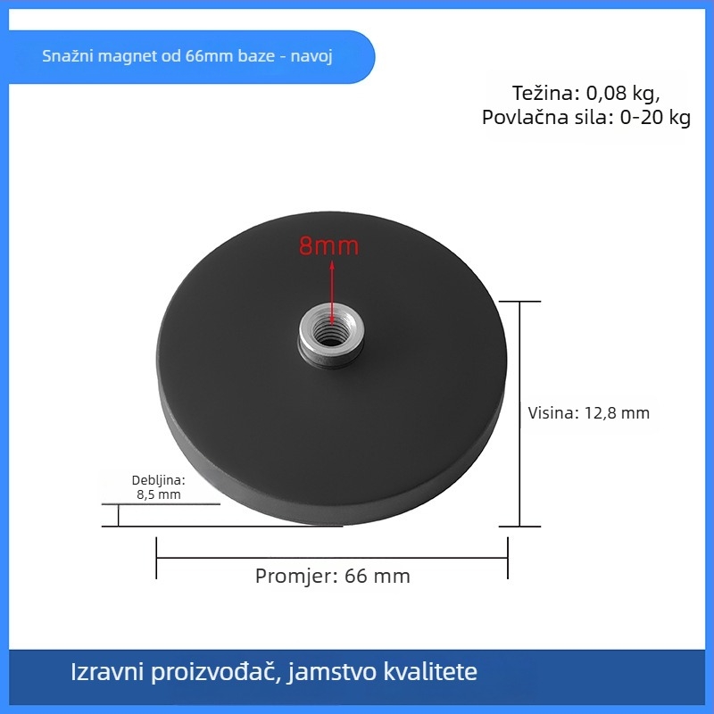 Snažna magnetska osnova za LED reflektor nosač; gumom premazan, NdFeB magneti, željezni dijelovi; brend Star Knight, model NPHA-, univerzalna kompatibilnost