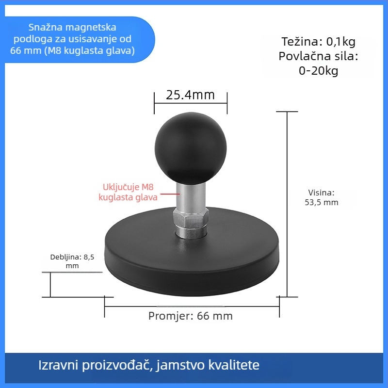 Snažna magnetska osnova za LED reflektor nosač; gumom premazan, NdFeB magneti, željezni dijelovi; brend Star Knight, model NPHA-, univerzalna kompatibilnost