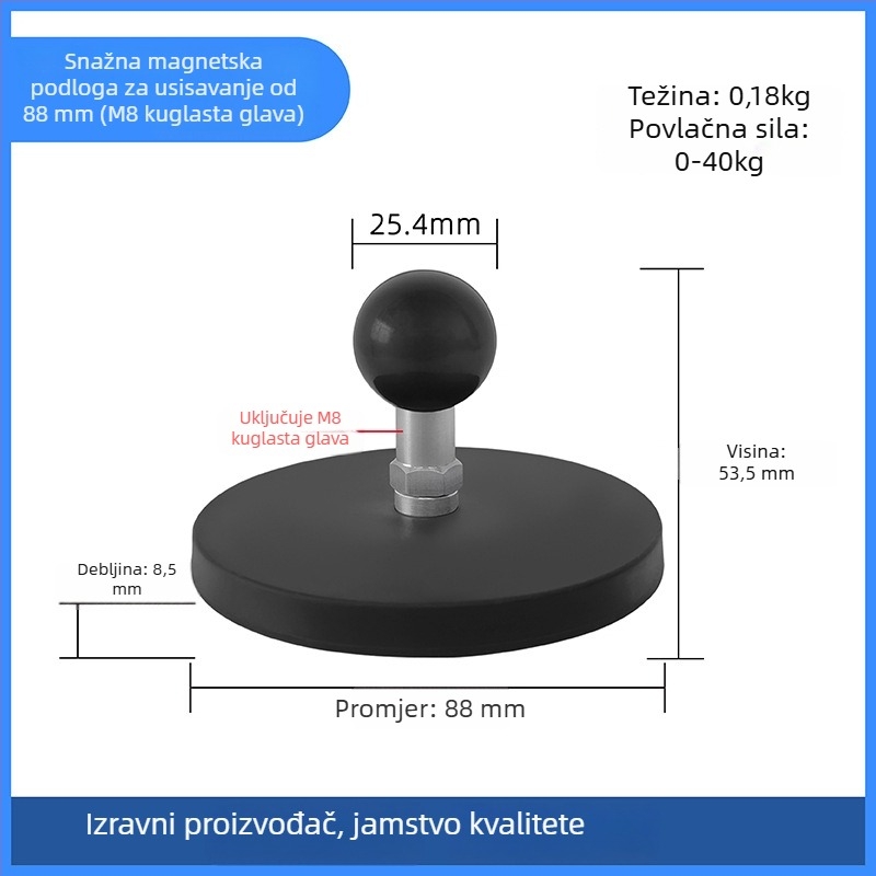 Snažna magnetska osnova za LED reflektor nosač; gumom premazan, NdFeB magneti, željezni dijelovi; brend Star Knight, model NPHA-, univerzalna kompatibilnost