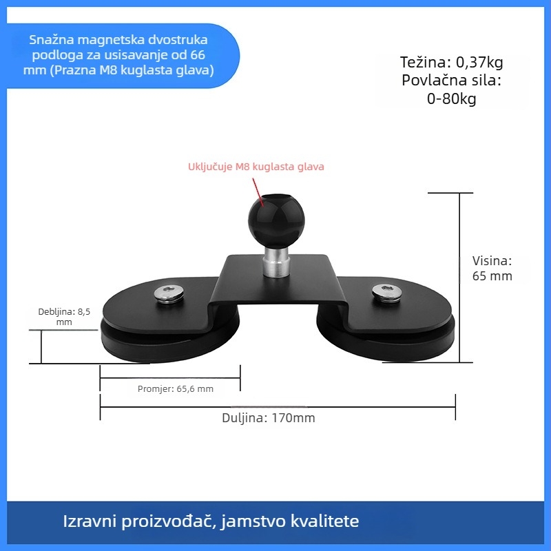 Snažna magnetska osnova za LED reflektor nosač; gumom premazan, NdFeB magneti, željezni dijelovi; brend Star Knight, model NPHA-, univerzalna kompatibilnost