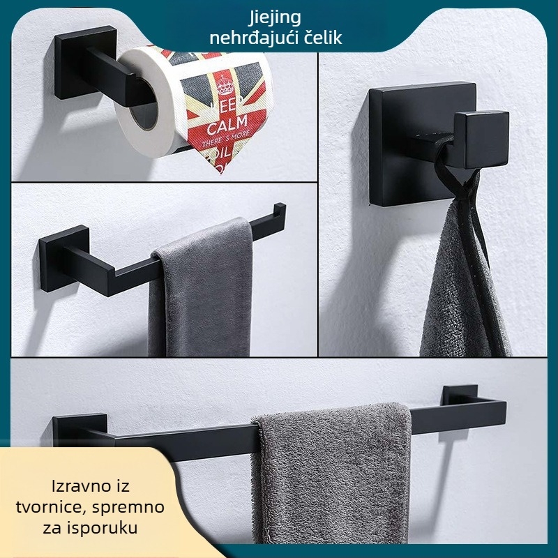 Držač ručnika od nehrđajućeg čelika, jednoručni, završni premaz pečene boje - moderni minimalistički stil, setovi 2–6 komada, branda Jiejing, pogodan za hotele