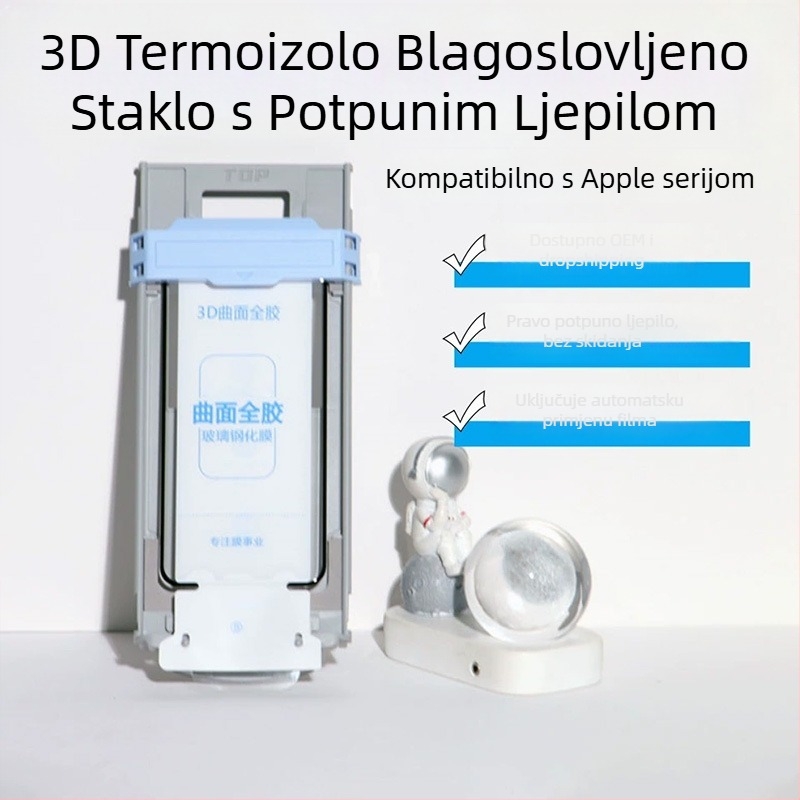 Kaljeno staklo zaštitnik zaslona s punim ljepilom, za iPhone 17 Pro Max i iPhone 16 Pro, zakrivljeni rubovi, HD jasnoća, otporan na udarce, otporan na otiske prstiju, zaštita plave svjetlosti, cijeli zaslon