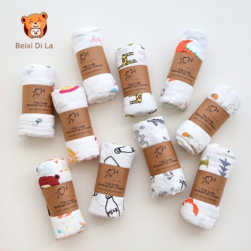 Besidira – 100% pamuk wrap za novorođenčad – uzorci: crtani likovi, cvijeće, oblici; za novorođenčad 0–1 godina