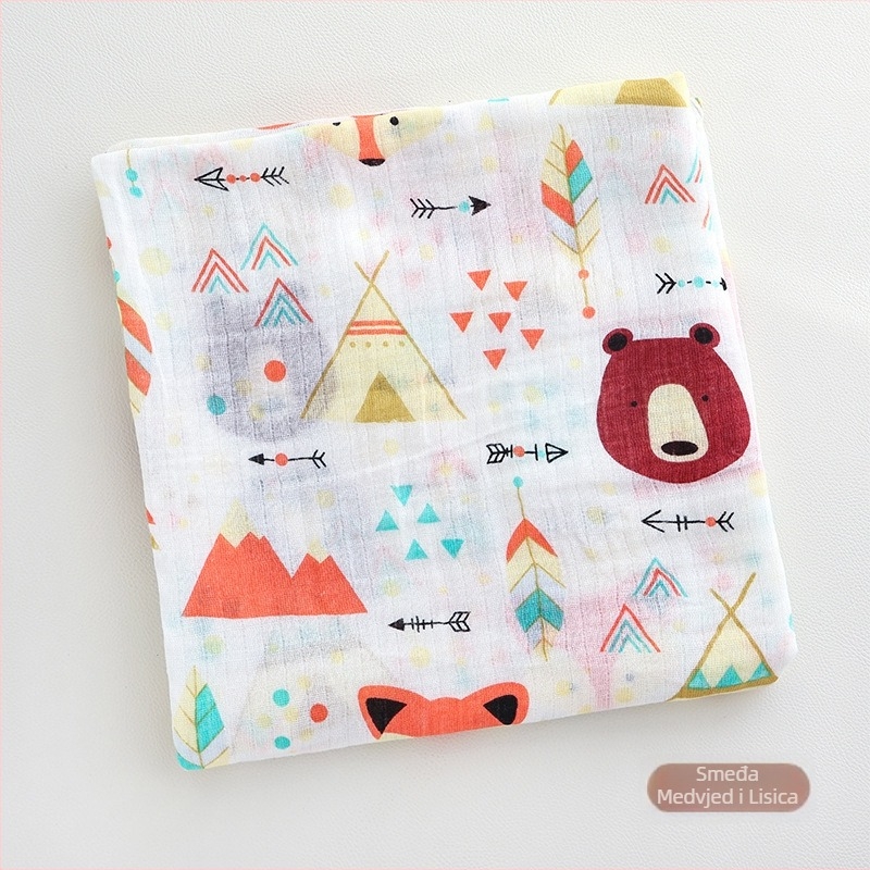 Besidira – 100% pamuk wrap za novorođenčad – uzorci: crtani likovi, cvijeće, oblici; za novorođenčad 0–1 godina