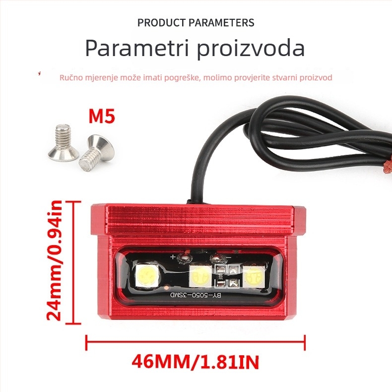 Motocikl stražnje svjetlo s CNC okvirom za tablicu od aluminijske legure, 12V