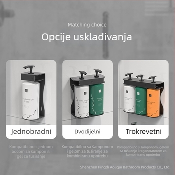Držač za tekući sapun od 304 nehrđajućeg čelika, zidni, bez bušenja, protiv krađe, ručna aktivacija, nosivost 100 kg
