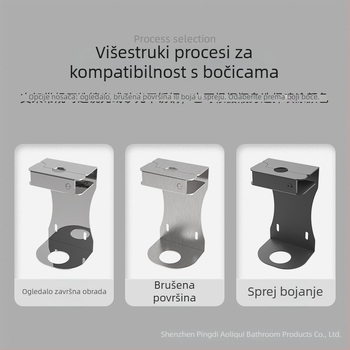 Držač za tekući sapun od 304 nehrđajućeg čelika, zidni, bez bušenja, protiv krađe, ručna aktivacija, nosivost 100 kg