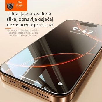Cow Hero Corning stakleni zaštitnik zaslona, potpuno prekrivanje, 360° privatnost, HD, otisak prsta otporan, kaljeno staklo, za iPhone 16/17 Pro