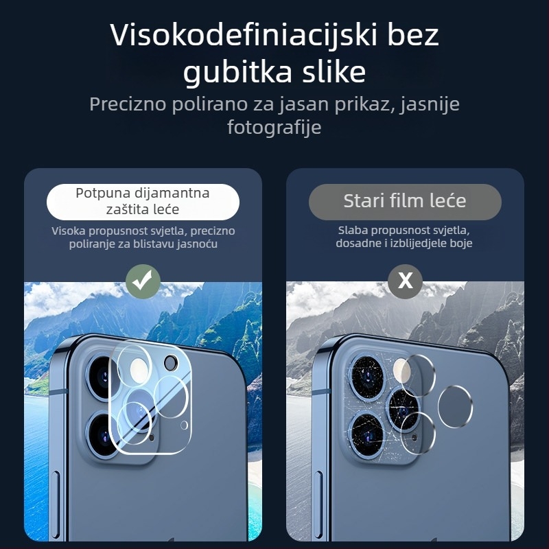 Zaštitnik stražnje kamere iPhone — Marka YOT, Kaljeno staklo, Puna zaštita, Kompatibilno s iPhone 12, 14, 13
