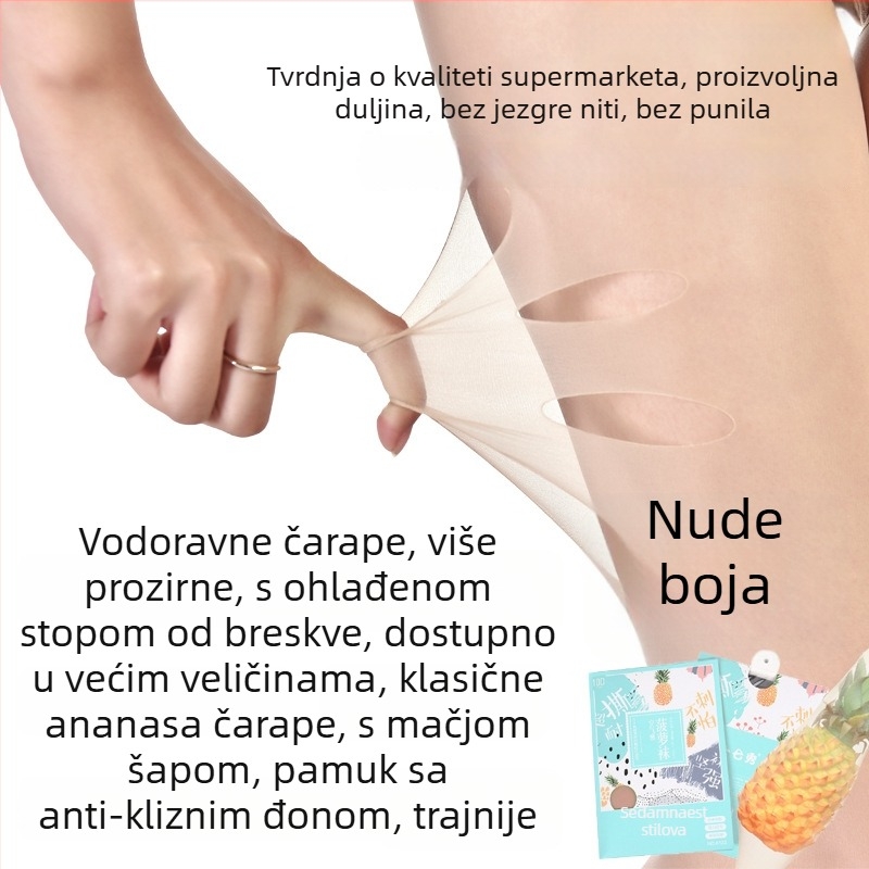 Ženske čarape od velūra najlona, tanke, bikini kroj, duljina cijevi, 80–90% najlona