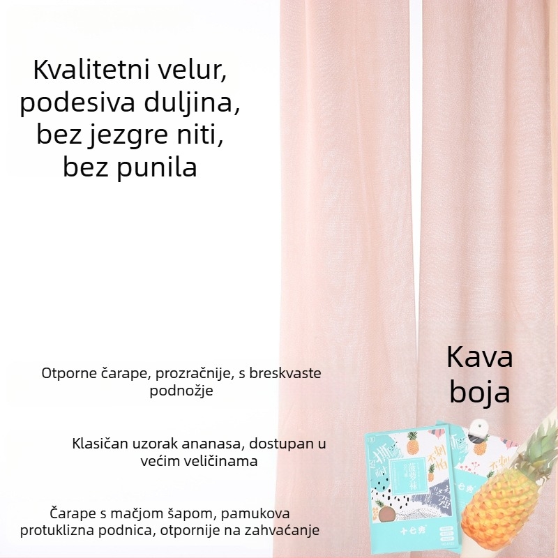 Ženske čarape od velūra najlona, tanke, bikini kroj, duljina cijevi, 80–90% najlona