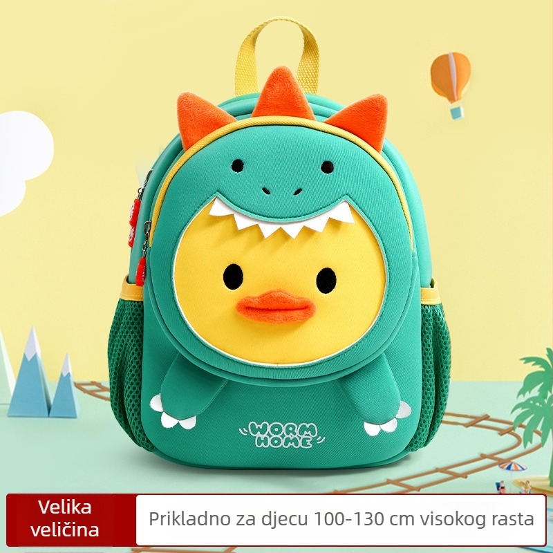 Dječji ruksak s motivom životinja za uzrast 1–3 godina — lagan, prozračan, otporan, reflektirajući (Materijal: diving cloth; Podstava: poliester; Remeni: zakrivljene)