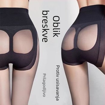 Ženske hulahopke visokog struka za podizanje stražnjice, ultra-tanke, jednobojni uzorak, 5D denier, najlon, puna duljina, baršunasti materijal