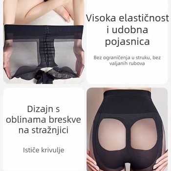 Ženske hulahopke visokog struka za podizanje stražnjice, ultra-tanke, jednobojni uzorak, 5D denier, najlon, puna duljina, baršunasti materijal