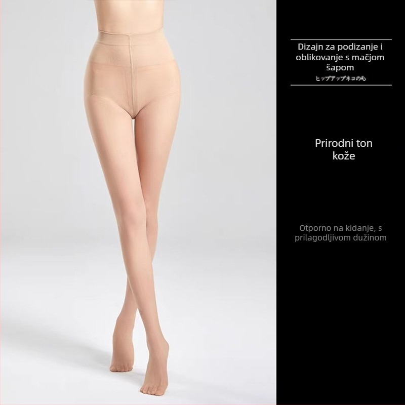 Ženske hulahopke visokog struka za podizanje stražnjice, ultra-tanke, jednobojni uzorak, 5D denier, najlon, puna duljina, baršunasti materijal