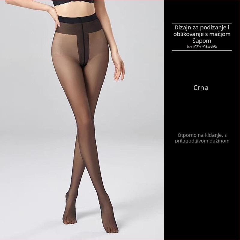 Ženske hulahopke visokog struka za podizanje stražnjice, ultra-tanke, jednobojni uzorak, 5D denier, najlon, puna duljina, baršunasti materijal