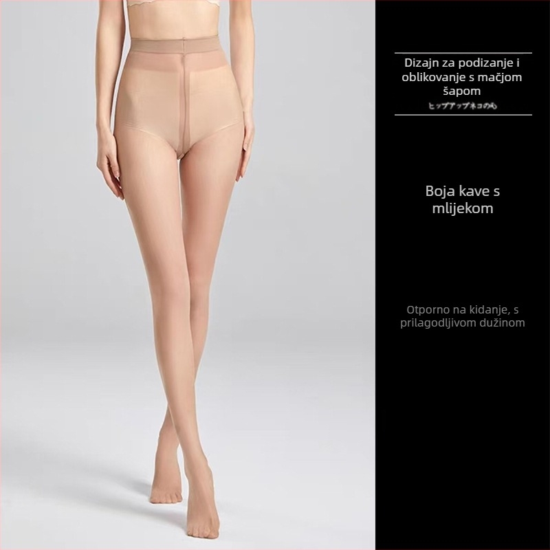 Ženske hulahopke visokog struka za podizanje stražnjice, ultra-tanke, jednobojni uzorak, 5D denier, najlon, puna duljina, baršunasti materijal