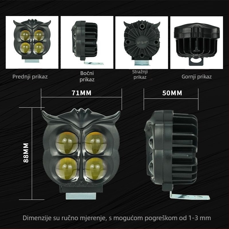 Motociklističko LED prednje svjetlo s visokim i nizkim snopom, 2000LM, 12-80V, IP67, aluminijska legura