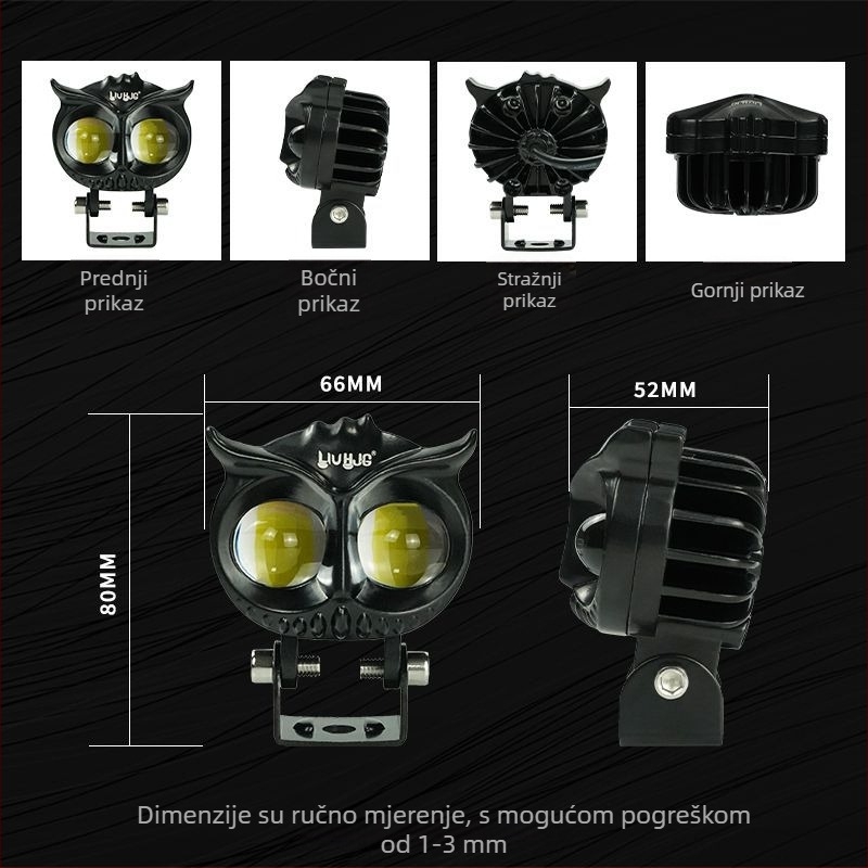 Motociklističko LED prednje svjetlo s visokim i nizkim snopom, 2000LM, 12-80V, IP67, aluminijska legura