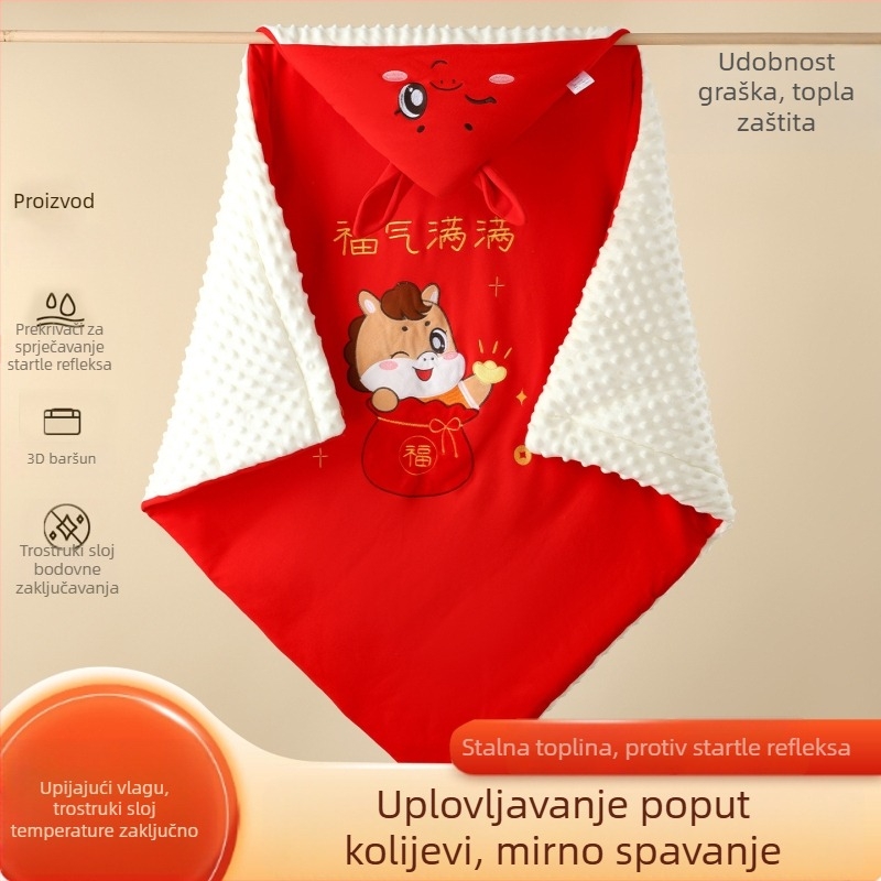 Dječja pamukova deka za novorođenče - zima i jesen, uzorci: životinje, crtani filmovi; nadjev: sintetičko vlakno