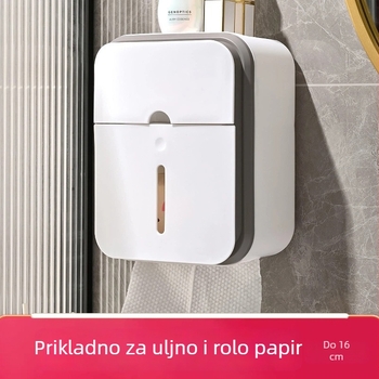 Stenski vodootporni držač toaletnog papira i kutija za papir — plastika, bez bušenja, za ravni papir