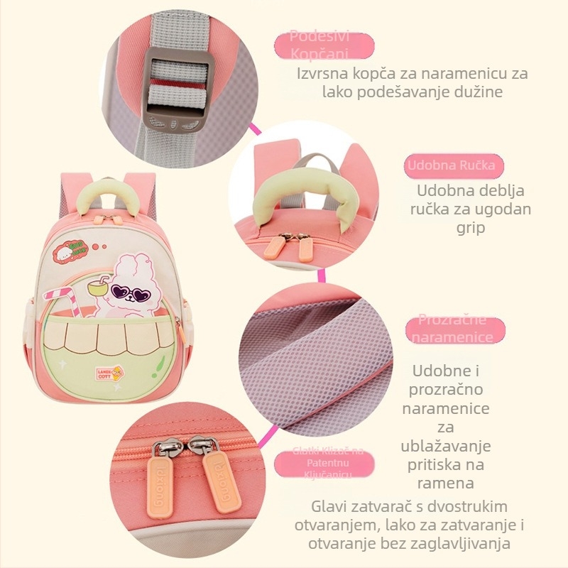 Unisex ruksak za vrtić s zaštitom kralježnice, lagan i prozračan Oxford materijal, motiv anime i crtani, zakrivljene naramenice