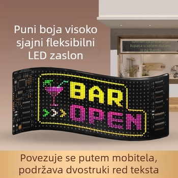 LED fleksibilni zaslon za automobil s APP Bluetooth reklamnim zaslonom, puna boja, inteligentna auto naljepnica, PC kućište, 32 serija LED HD fleksibilni panel, 10W, 5V, 2A, montaža na vrata ljepilom