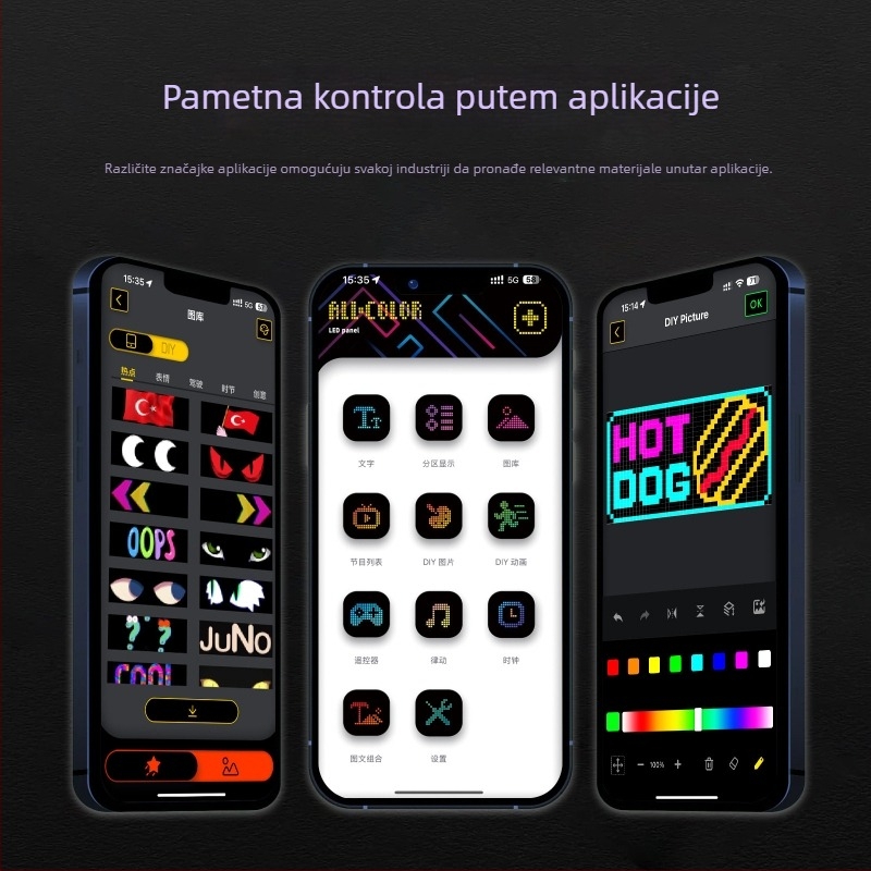 LED fleksibilni zaslon za automobil s APP Bluetooth reklamnim zaslonom, puna boja, inteligentna auto naljepnica, PC kućište, 32 serija LED HD fleksibilni panel, 10W, 5V, 2A, montaža na vrata ljepilom