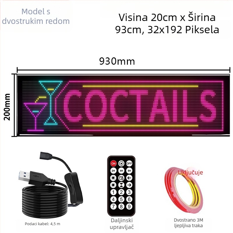 LED fleksibilni zaslon za automobil s APP Bluetooth reklamnim zaslonom, puna boja, inteligentna auto naljepnica, PC kućište, 32 serija LED HD fleksibilni panel, 10W, 5V, 2A, montaža na vrata ljepilom