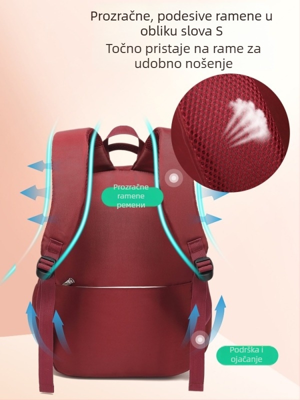 Školska torba za učenike osnovne škole, 3.–6. razred, najlon, prozračna, zaštita kralježnice, kaiševi s zračnim jastucima