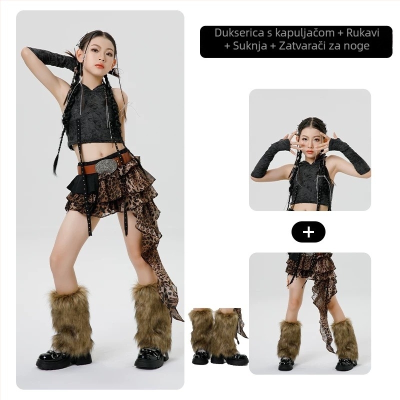 Kostim za djevojčice jazz ples sa suknjom – višedijelni set, poliester, 90% poliester, za djecu iznad 8 godina (visina iznad 140 cm), jesen 2025